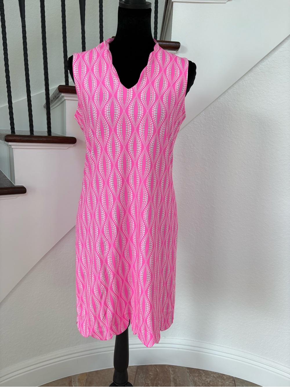Sleeveless Pink Patterned V-Neck Swim Cover-Up or Dress